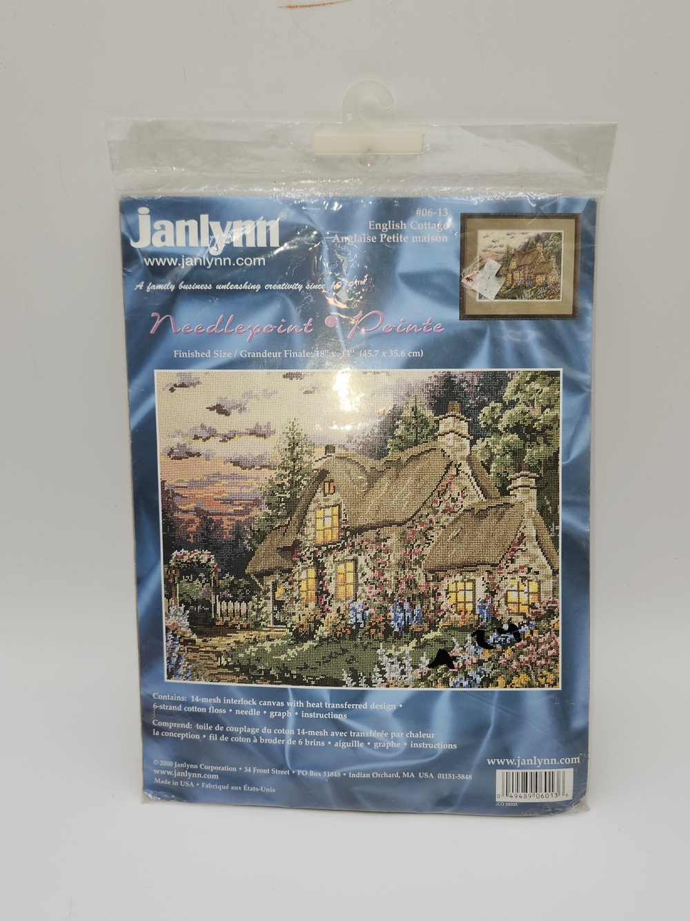 Janlynn ENGLISH COTTAGE Needlepoint Kit 06-13 Garden Floral 18"x14" NEW